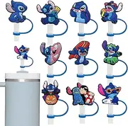 10 Pcs Straw Cover Cap for Stanley 30 & 40 Oz Tumbler, 10mm Reusable Topper, Tip Covers Accessories (Blue)