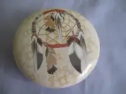 COMPACT OPENS OUT DREAM CATCHER PATTERN MULTI COLOURED SHINY CHROME MIRRORS
