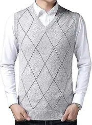 [Generic] Men's Wool Warm Vest V Neck Relaxed Fit Sleeveless Pullovers Casual Knitted Sweater Waistcoat