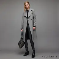 在飛比找momo購物網優惠-【ALLSAINTS】RILEY 喀什米爾羊毛綁帶中長版羊毛