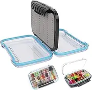 Fly Fishing Box, Large Fly Fishing Tackle Box Flies Case Large Capacity Waterproof Fishing Tackle Box Portable Durable Layers Waterproof Double Side (Blue)