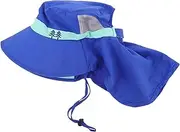 [BRIGHTFUFU] Wide Brim Sun Hat Kids Summer Hat for Men Women Adjustable Drawstring for Beach Fishing Blue