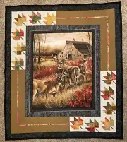 A Fall, Deer Themed Quilt Handmade.