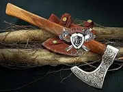 Handmade Viking Axe Ragnar Lothbrok Hunting Axe - Camping Axe - Outdoor Wood Working Axe - Leather Sheath - for Xmas Birthday Party Gift Item