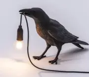GGP Black Bird Standing Shape Nordic Resin Bird Wall Lamp Creative Animal Bedside Decorative Usb Night Light, Stylish Bird Perched Lamp For Bedroom And Living Room