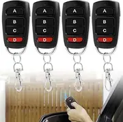 Pack of 4 Universal Garage Door Remote Controls, 433 MHz, Clone Remote Switch with 4 Channels, Portable, Compatible with Many Manufacturer Codes, Handheld Transmitter Duplicator for Gates and Garages