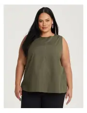 [Taking Shape] Cotton Linen Sleeveless Top in Olive