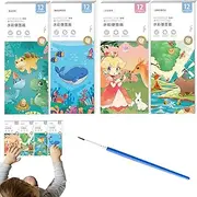 Moreeulsi Watercolor Paper Book,Cartoon Coloring Drawing Book - Art Coloring Books for Toddler, Educational 4-Themes Watercolor Painting Book for Toddler