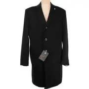 Luigi Bianchi Mantova NWT 100% Cashmere Thermo Coat Size 54 US XL in Solid Black