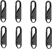 8 PCS Zipper Pull Replacement Metal Zipper Gripper Heavy Duty Zipper Tab Pullers Black Zipper Tags Repair Pull Tab Zip Fixer Zipper Extender Handle Zip Slider Extender