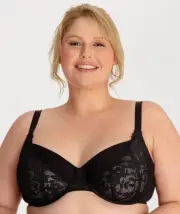 Underbliss Lacey Balconette Underwire Bra - Black (Size 16D)