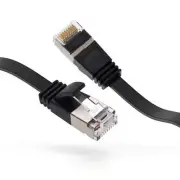 2Ft CAT6 U/FTP Flat Ethernet Network Cable Black 30AWG