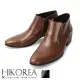 【HIKOREA】韓國空運/版型正常。男款素面簡約拼接側拉鍊紳士高筒尖頭皮鞋(73-378共2色/現貨+預購)