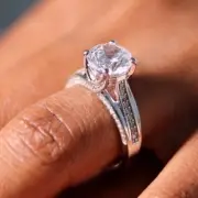 2.50CTW CZ 14K Gold White Split Shank Pave Engagement Ring