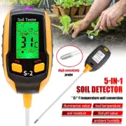 5 in 1 Digital Soil PH Tester Moisture Meter Test Kits Fits Garden Plant Lawns