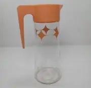 Vintage Anchor Hocking MCM ATOMIC Orange STARBURST Diamond TANG Juice Pitcher!
