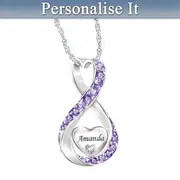 Granddaughter Name-Engraved Birthstone And Diamond Necklace