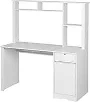Artiss Computer Desk, 134cm Particle Board Desktop Office Corner Laptop Desks Shelf Study Student Table Shelves Bookshelves, Home Furniture for Room, with Tiers, Drawers, Display Shelves