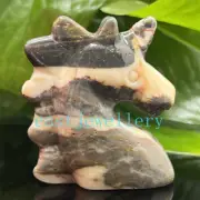 2" Natural Pink Zebra stone unicorn skull Quartz Crystal Skull gem Figurines 1pc