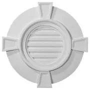 Ekena Millwork 24 in. W x 24 in. H x 2.25 in. P Round Gable Vent with Keystones