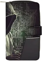 [LQWOK] Wallet, Hacker Printed Wallet,travel Wallet,durable Wallet,portable Wallet,universal Wallet,leather Wallet, Hacker, 19.7x11x3.5cm, Modern