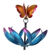 Large Outdoor Wind Spinner, 77.6" Metal Butterfly Tulip Wind Spinner