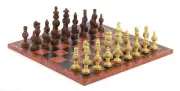 Champion Tournament Chessmen & Leatherette Chess/Checkers Board from Italy