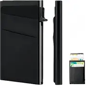 [FeBohao] RFID Wallet for Men Minimalist Wallet with Money Pocket Small Slim Aluminum Metal Pop Up Credit Card Holder