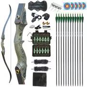 60" 30-60lb Archery Takedown Recurve Bow Kit Arrows Hunting Target Adult Right