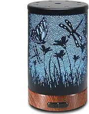 Aromatherapy Essential Oil Diffuser, Metal Cover Oil Diffuser, Waterless Auto Shut-Off,Ultrasonic Cool Mist Humidifier,7 Colors Changing LED Night Light Diffuser for Essential Oil