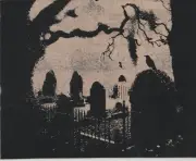 Graveyard #2 Scratchboard Art 8 x 10