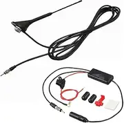 Lntently 1x Digital Radio Car Antenna with DAB Radio Amplifier Universal Roof Mount Active Amplified DAB+FM Radio Car Aerial Antenna Mast (Color : Auburn)