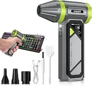 Compressed Air Duster-150000RPM Powerful Cordless Electric Air Duster, Rechargeable ＆ 3-Gear Adjustable Mini Air Blower with LED Light, Dust Blower for Computer, Keyboard, Outdoor, House and Car