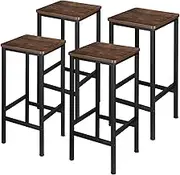 Bar Stools Set of 4 Kitchen Tall Counter Bar Stools Rectangular Industrial Bar Chairs Kitchen Breakfast Bar Stools with Footrest for Home Restaurant Cafe Pub Dining Room