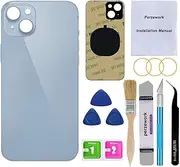 Perzework OEM Rear Back Glass Replacement for iPhone 14 Plus 6.7-inches with Reparing Tool Kit and Pre-Installed Adhesive (Blue)