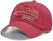 Hbssee- Unisex Cotton Baseball Cap Snap Back Edge Sun Hat Visor Letter Embroidered Headwear Sports Cap Trucker Hat for Outdoor Sports Golf Camping Travelling (Color : Red Wine, Size : One Size)