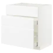METOD / MAXIMERA base cab f sink+3 fronts/2 drawers, white/Voxtorp matt white, 80x60x80 cm