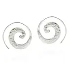Unique Hammered Spiral Pierce Hoop Thai Hill Tribe Silver Earrings