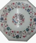 12" Marble Inlaid semi precious stones side corner table handicraft work