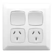 Clipsal PRESTIGE P2000 TWIN SWITCHED SOCKET 10A 250V 3-Pin, Shutter WHITE