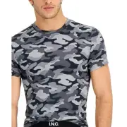 INC Mens S Modal Blend Camo Print Pajama Top Gray Camo