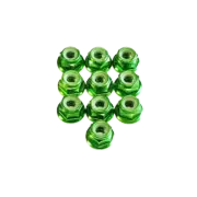 RC Hop Ups M4 Flanged Wheel Locknuts (10) (Green) for 1/10 On/Off Road Vehicles