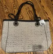 OROTON Large Tote Stencil Shoulder Handbag Chocolate Taupe Jacquard NWT LUXURY