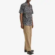 Beams Plus Open Collar Block Print Leaf Shirt