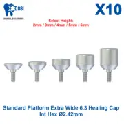 10x DSI Dental Fixture Wide Healing Caps Prosthetic 6.3mm Diameter Sizes #2-6mm