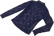 [Healeved] Lace Tops Semi-turtleneck Blouse Floral Lace Mesh Shirts Long Bell Sleeve Mesh Tops Stretchy Blouse for Parties Weddings or