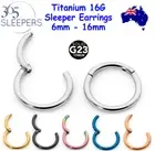 1 Pair 365 Sleepers G23 Titanium 16G Hinged Huggies Hoop Earrings Segment Rings