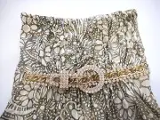 NEW Sky Brand CAMILE GOLD CREAM Strapless SILK Top RHINESTONE CHAIN BELT SZ S