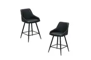 Raimon Furniture Set Of 2 Azra Eco Leather Kitchen Counter Bar Stool Black