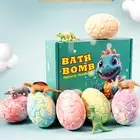 Bath Bombs with Surprise Dinosaur Toys Inside, 6 Pack Organic and Natural Bub...